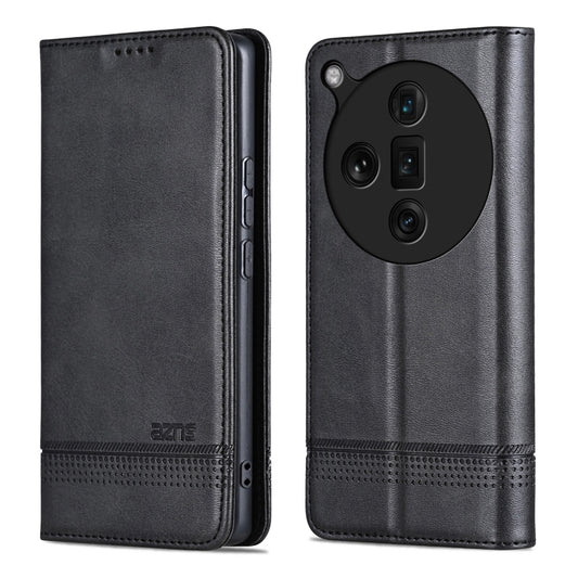 For OPPO Find X7 Ultra AZNS Magnetic Calf Texture Flip Leather Phone Case(Black) - OPPO Cases by AZNS | Online Shopping UK | buy2fix