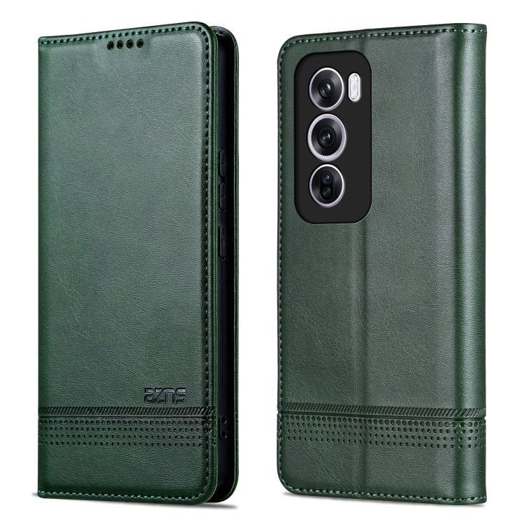 For OPPO Reno12 Pro Global AZNS Magnetic Calf Texture Flip Leather Phone Case(Dark Green) - Reno12 Pro Cases by AZNS | Online Shopping UK | buy2fix