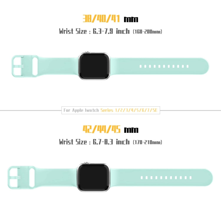 For Apple Watch Series 8 45mm Pin Buckle Silicone Watch Band(Mint Green) - Watch Bands by buy2fix | Online Shopping UK | buy2fix