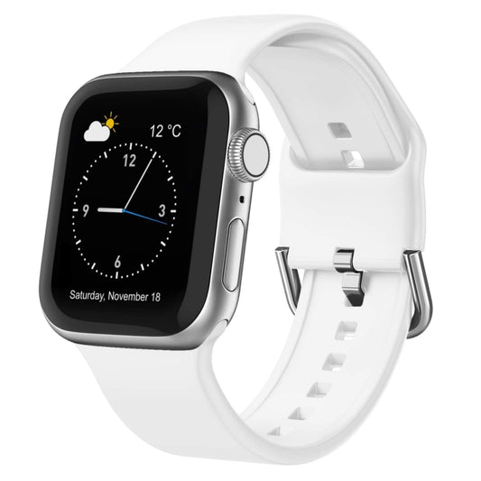 For Apple Watch SE 2023 44mm Pin Buckle Silicone Watch Band(White) - Watch Bands by buy2fix | Online Shopping UK | buy2fix