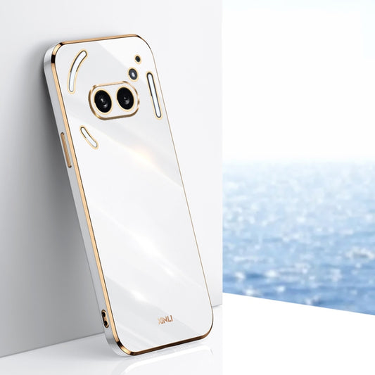 For Nothing Phone 2A XINLI Straight Edge 6D Electroplate TPU Phone Case(White) - More Brand by XINLI | Online Shopping UK | buy2fix