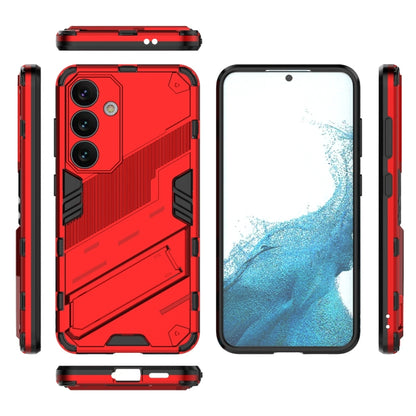 For Samsung Galaxy S24 5G Punk Armor 2 in 1 PC + TPU Shockproof Phone Case with Invisible Holder(Red) - Galaxy S24 5G Cases by buy2fix | Online Shopping UK | buy2fix