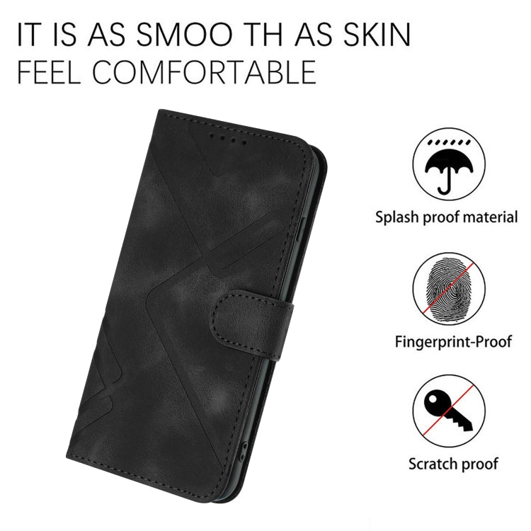 For iPhone SE 2024 Line Pattern Skin Feel Leather Phone Case(Black) - More iPhone Cases by buy2fix | Online Shopping UK | buy2fix