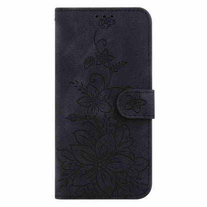 For Samsung Galaxy S21 5G Lily Embossed Leather Phone Case(Black) - Galaxy S21 5G Cases by buy2fix | Online Shopping UK | buy2fix