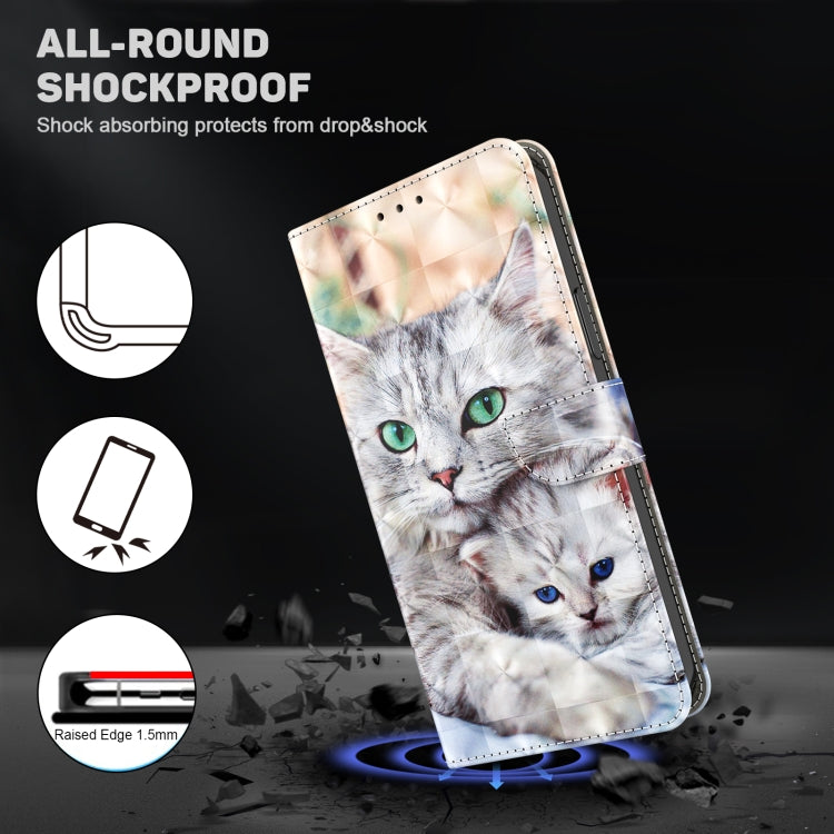 For Samsung Galaxy S24 5G 3D Painted Leather Phone Case(Two Loving Cats) - Galaxy S24 5G Cases by buy2fix | Online Shopping UK | buy2fix