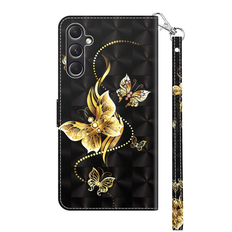 For Samsung Galaxy A55 5G 3D Painted Leather Phone Case(Golden Swallow Butterfly) - Galaxy Phone Cases by buy2fix | Online Shopping UK | buy2fix