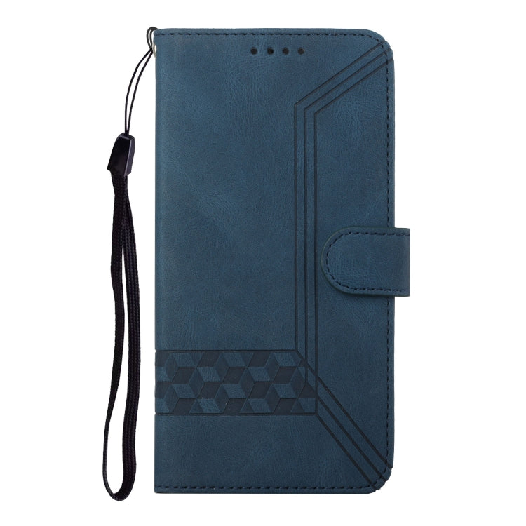 For Motorola Moto G Power 5G 2024 Cubic Skin Feel Flip Leather Phone Case(Blue) - Motorola Cases by buy2fix | Online Shopping UK | buy2fix