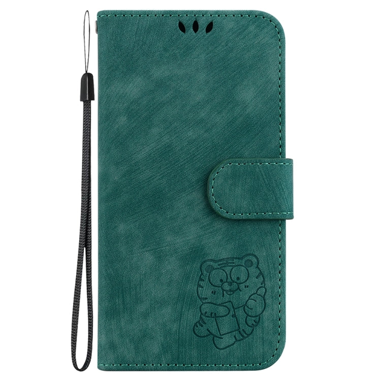 For Motorola Edge 2024 Little Tiger Embossed Leather Phone Case(Green) - Motorola Cases by buy2fix | Online Shopping UK | buy2fix