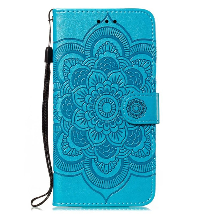 For iPhone 16 Pro Mandala Embossing Pattern Horizontal Flip Leather Phone Case(Blue) - iPhone 16 Pro Cases by buy2fix | Online Shopping UK | buy2fix