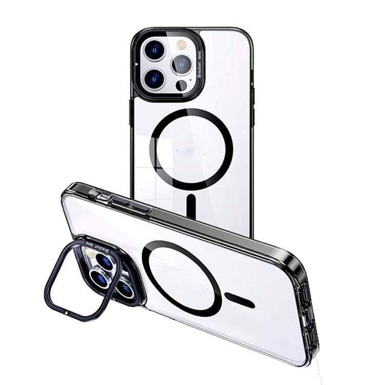 For iPhone 14 Pro MagSafe Magnetic Invisible Holder Transparent Phone Case(Black) - iPhone 14 Pro Cases by buy2fix | Online Shopping UK | buy2fix