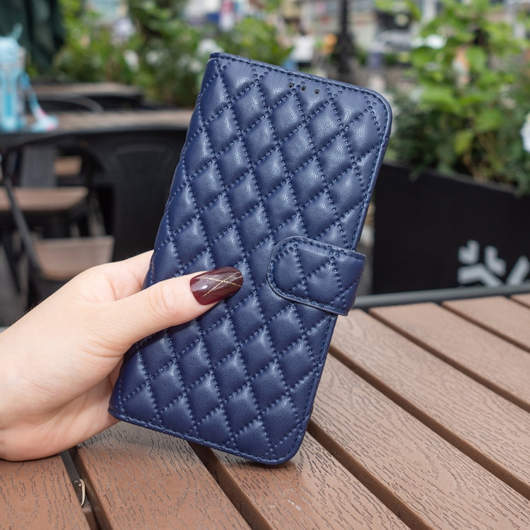 For Motorola Moto G34 5G Diamond Lattice Wallet Flip Leather Phone Case(Blue) - Motorola Cases by buy2fix | Online Shopping UK | buy2fix