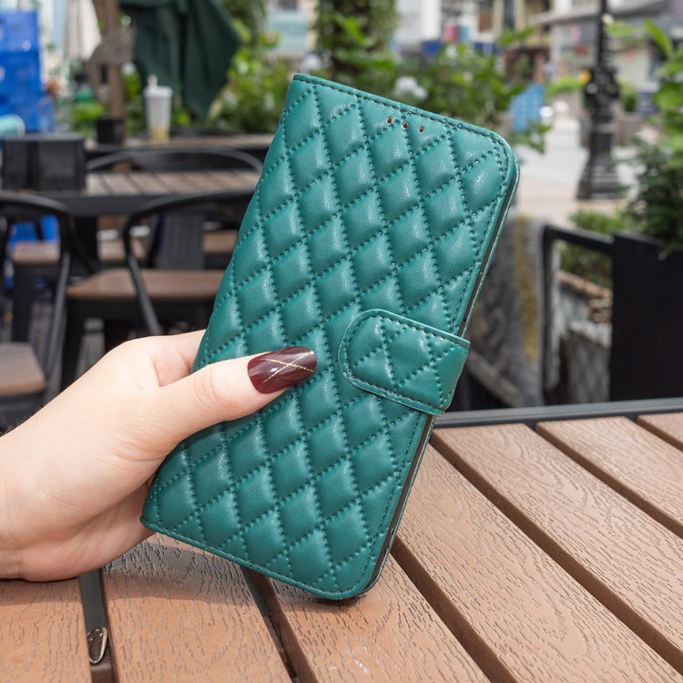 For Motorola Moto G24 Diamond Lattice Wallet Flip Leather Phone Case(Green) - Motorola Cases by buy2fix | Online Shopping UK | buy2fix