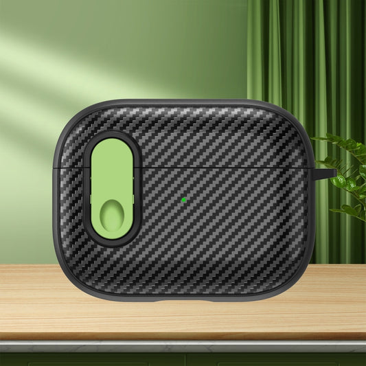 For AirPods Pro Carbon Fiber Texture Wireless Earphones Case with Security Lock(Green) - For AirPods Pro by buy2fix | Online Shopping UK | buy2fix