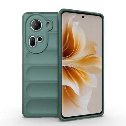 For OPPO Reno11 5G Global Magic Shield TPU + Flannel Phone Case(Dark Green) - Reno11 Cases by buy2fix | Online Shopping UK | buy2fix