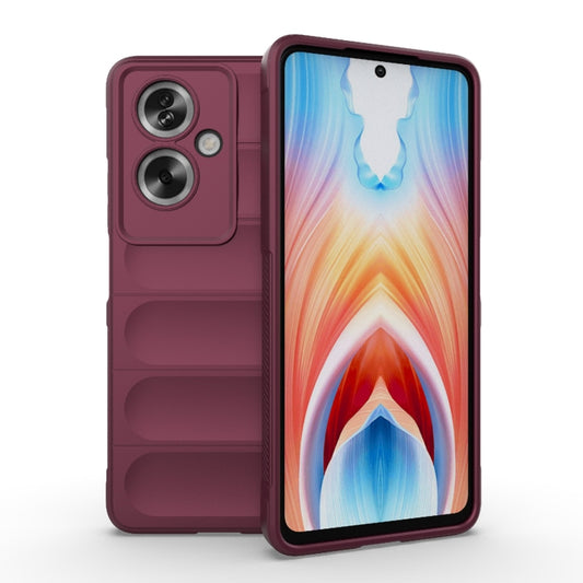 For OPPO A79 5G Global Magic Shield TPU + Flannel Phone Case(Wine Red) - OPPO Cases by buy2fix | Online Shopping UK | buy2fix