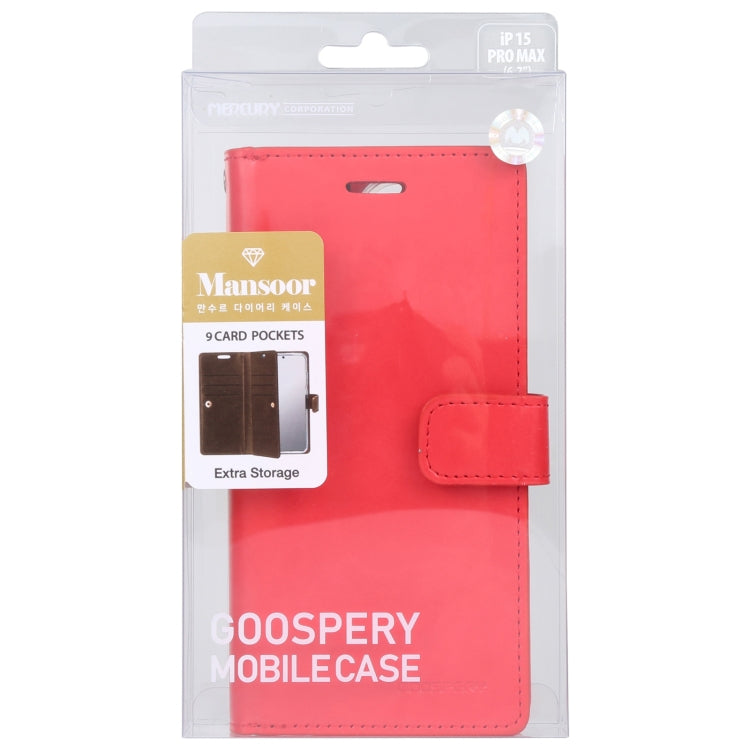 For iPhone 15 Pro Max GOOSPERY MANSOOR DIARY 9 Card Slots Leather Phone Case(Red) - iPhone 15 Pro Max Cases by GOOSPERY | Online Shopping UK | buy2fix