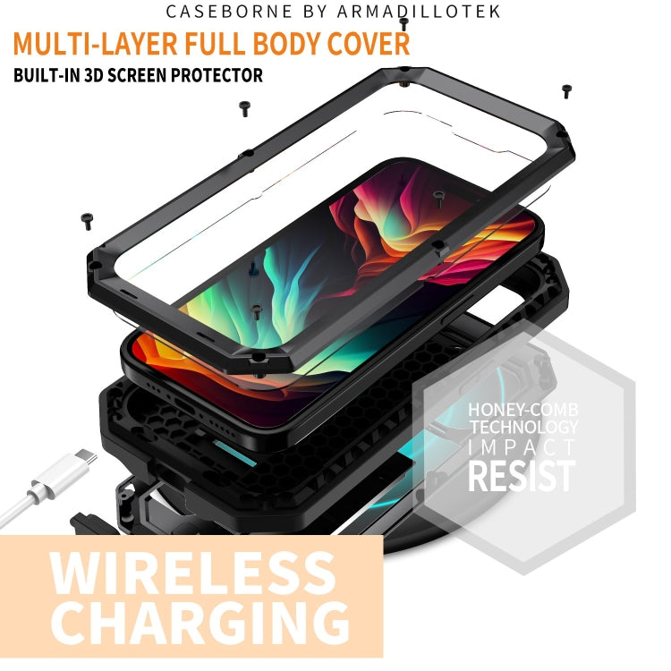 For iPhone 15 Pro Max R-JUST Sliding Camera Life Waterproof Holder Phone Case(Black) - iPhone 15 Pro Max Cases by R-JUST | Online Shopping UK | buy2fix