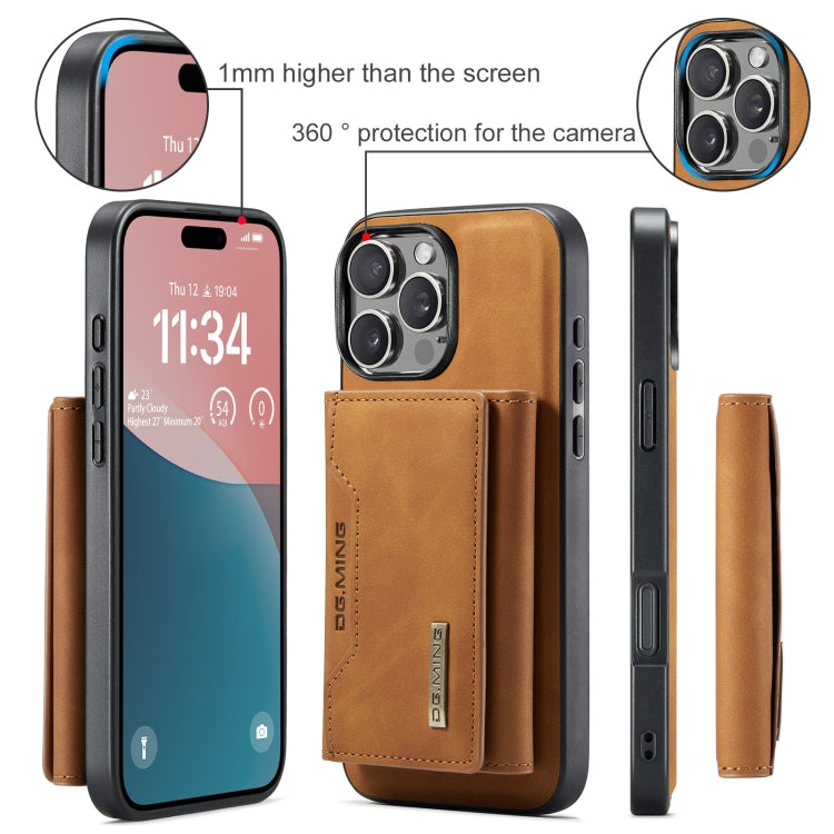 For iPhone 16 Pro DG.MING M2 Series 3-Fold Card Bag Wallet Leather Phone Case(Brown) - iPhone 16 Pro Cases by DG.MING | Online Shopping UK | buy2fix