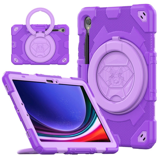 For Samsung Galaxy Tab S9 Spider Rotation Handle Silicone Hybrid PC Tablet Case(Purple) - Galaxy Tab S9 Cases by buy2fix | Online Shopping UK | buy2fix