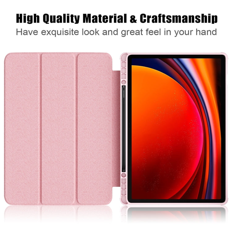 For Samsung Galaxy Tab S9+ Acrylic 3-folding Smart Leather Tablet Case(Pink) - Galaxy Tab S9+ Cases by buy2fix | Online Shopping UK | buy2fix