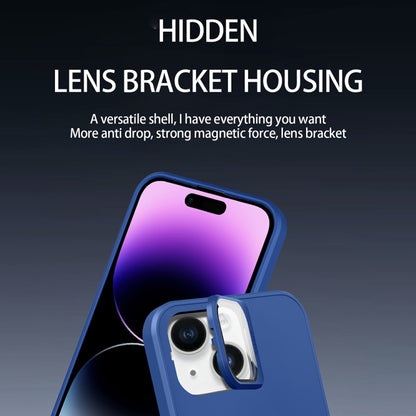 For iPhone 15 Plus Skin Feel Magnifier MagSafe Lens Holder Phone Case(Royal Blue) - iPhone 15 Plus Cases by buy2fix | Online Shopping UK | buy2fix