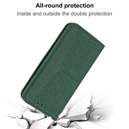 For iPhone 16 Pro Max Woven Texture Stitching Magnetic Leather Phone Case(Green) - iPhone 16 Pro Max Cases by buy2fix | Online Shopping UK | buy2fix