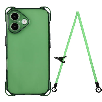 For iPhone 16 Plus Four-corner Shockproof TPU Phone Case with Lanyard(Green) - iPhone 16 Plus Cases by buy2fix | Online Shopping UK | buy2fix