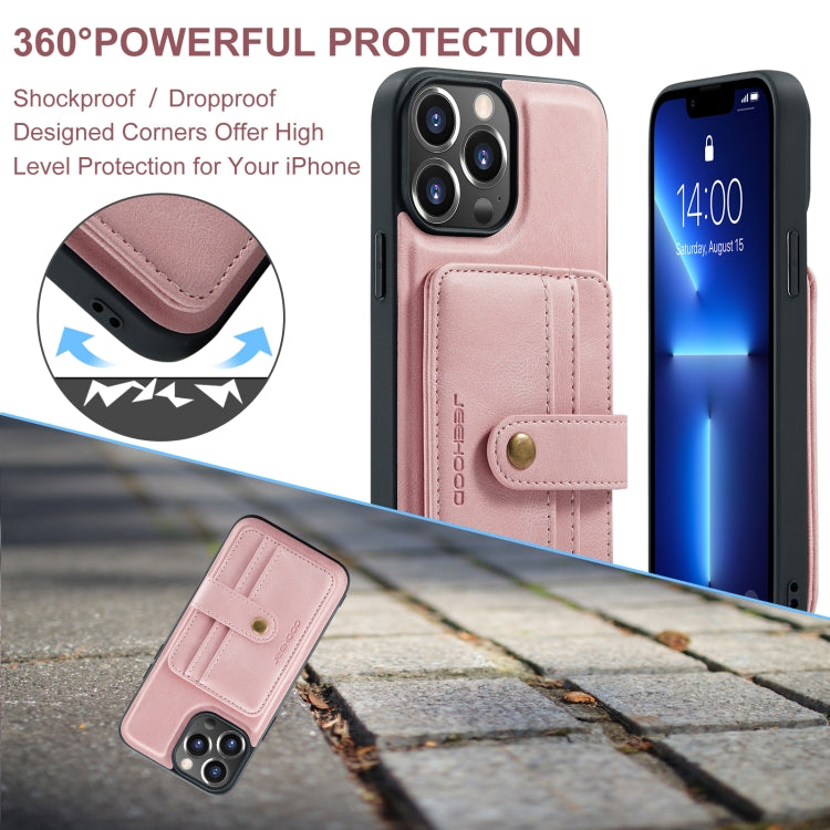 For iPhone 15 Pro Max JEEHOOD RFID Blocking Anti-Theft Magnetic PU Phone Case(Pink) - iPhone 15 Pro Max Cases by JEEHOOD | Online Shopping UK | buy2fix