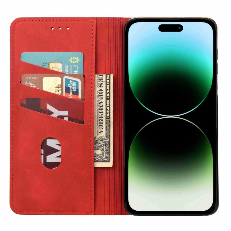 For iPhone 16 Pro Max Skin Feel Splicing Leather Phone Case(Red) - iPhone 16 Pro Max Cases by buy2fix | Online Shopping UK | buy2fix