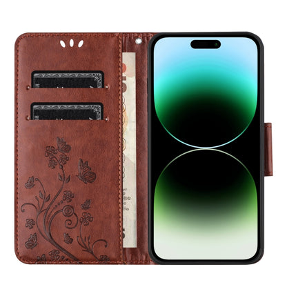 For iPhone 16 Pro Max Butterfly Flower Pattern Flip Leather Phone Case(Brown) - iPhone 16 Pro Max Cases by buy2fix | Online Shopping UK | buy2fix