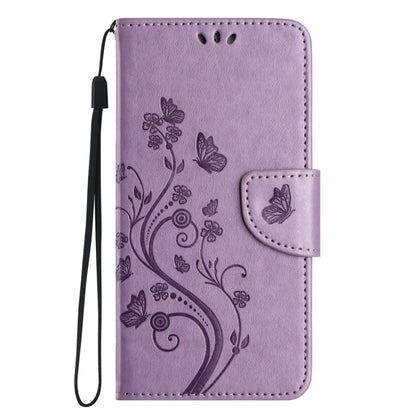 For iPhone 16 Pro Max Butterfly Flower Pattern Flip Leather Phone Case(Light Purple) - iPhone 16 Pro Max Cases by buy2fix | Online Shopping UK | buy2fix