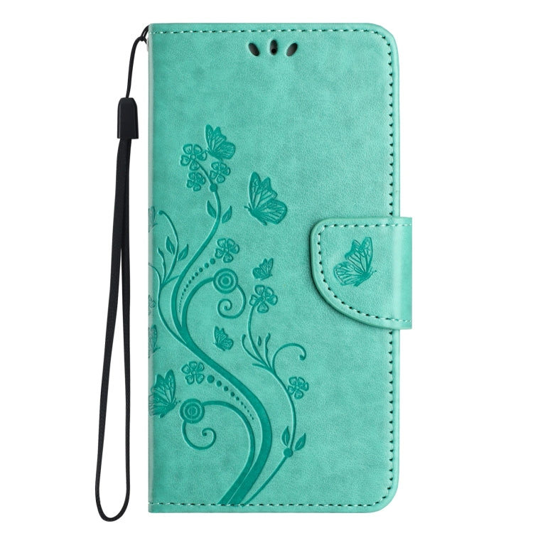 For iPhone 16 Butterfly Flower Pattern Flip Leather Phone Case(Green) - iPhone 16 Cases by buy2fix | Online Shopping UK | buy2fix