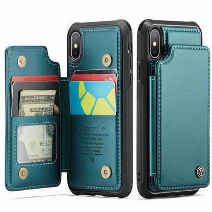 For iPhone XS Max CaseMe C22 Card Slots Holder RFID Anti-theft Phone Case(Blue Green) - More iPhone Cases by CaseMe | Online Shopping UK | buy2fix