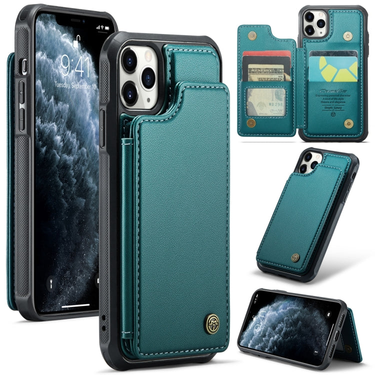 For iPhone 11 Pro CaseMe C22 Card Slots Holder RFID Anti-theft Phone Case(Blue Green) - iPhone 11 Pro Cases by CaseMe | Online Shopping UK | buy2fix