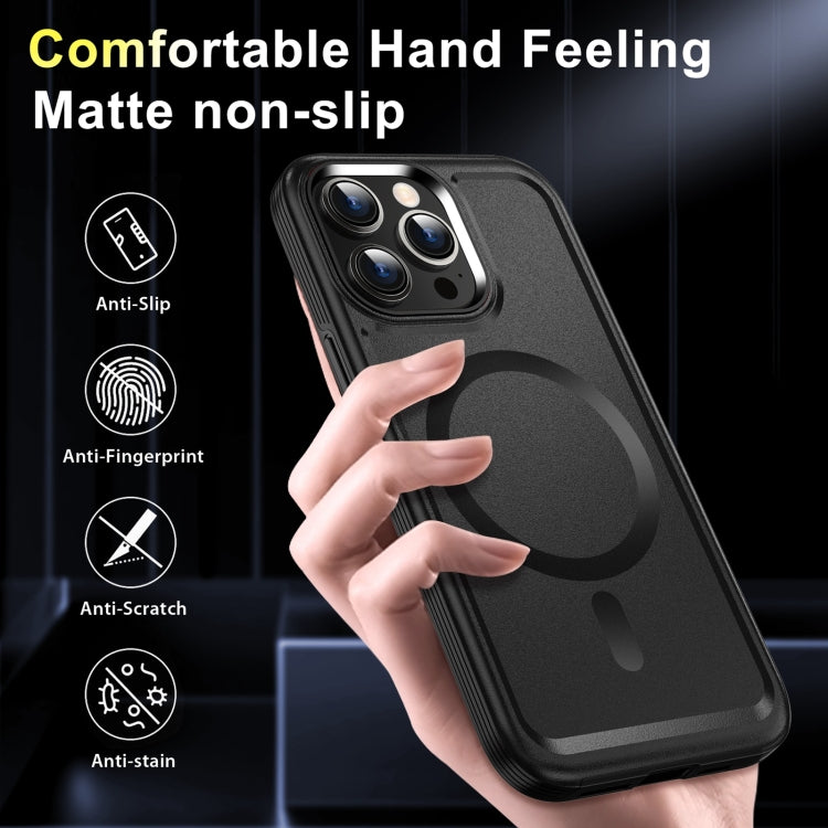 For iPhone 13 Pro Max Shield Armor MagSafe TPU Hybrid PC Phone Case(Black) - iPhone 13 Pro Max Cases by buy2fix | Online Shopping UK | buy2fix