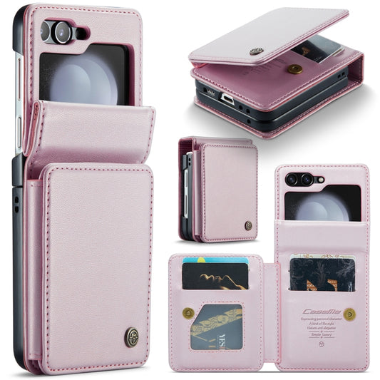 For Samsung Galaxy Z Flip5 CaseMe C22 PC+TPU Business Style RFID Anti-theft Leather Phone Case(Pink) - Galaxy Z Flip5 Cases by CaseMe | Online Shopping UK | buy2fix