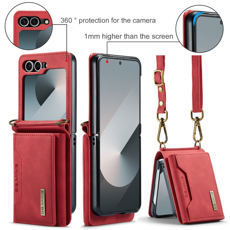 For Samsung Galaxy Z Flip6 DG.MING M2 Series Card Bag Magnetic Leather Phone Case(Red) - Galaxy Z Flip6 5G Cases by DG.MING | Online Shopping UK | buy2fix