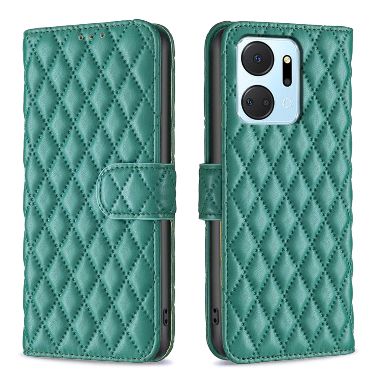 For Honor X7a Diamond Lattice Wallet Flip Leather Phone Case(Green) - Honor Cases by buy2fix | Online Shopping UK | buy2fix