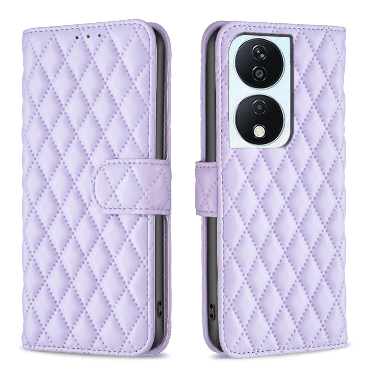 For Honor X7b Diamond Lattice Wallet Flip Leather Phone Case(Purple) - Honor Cases by buy2fix | Online Shopping UK | buy2fix