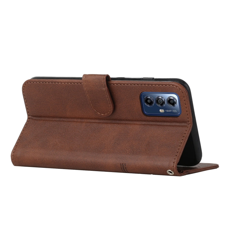 For Motorola Moto G Play 5G 2024 Stitching Calf Texture Buckle Leather Phone Case(Brown) - Motorola Cases by buy2fix | Online Shopping UK | buy2fix