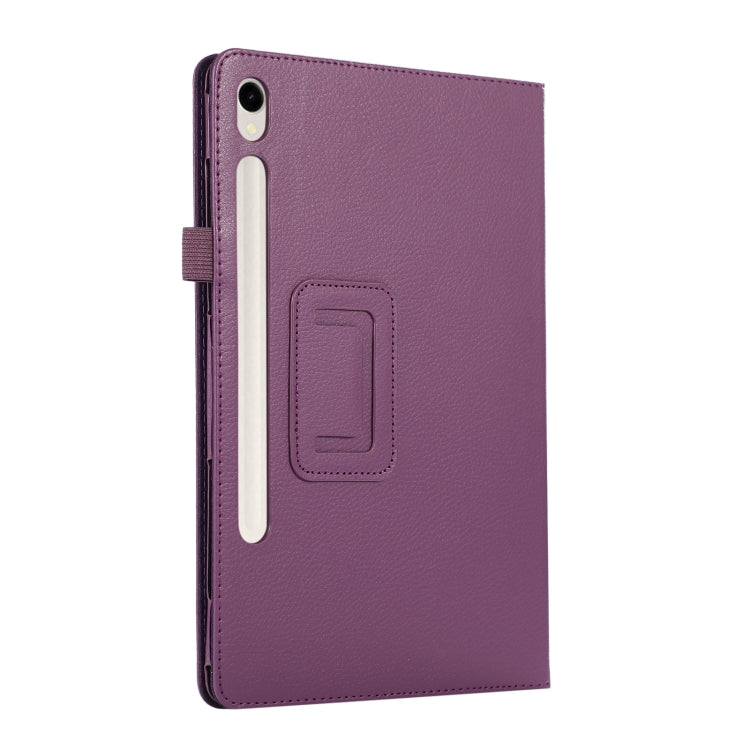 For Samsung Galaxy Tab S9 Ultra Litchi Texture Leather Tablet Case with Holder(Purple) - Other Galaxy Tab PC by buy2fix | Online Shopping UK | buy2fix