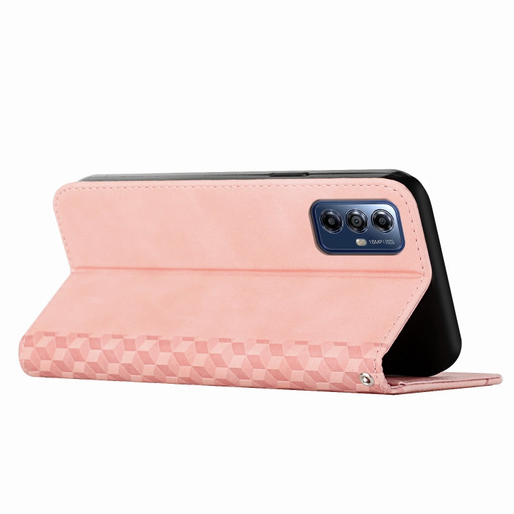 For Motorola Moto G Play 2024 Diamond Splicing Skin Feel Magnetic Leather Phone Case(Rose Gold) - Motorola Cases by buy2fix | Online Shopping UK | buy2fix