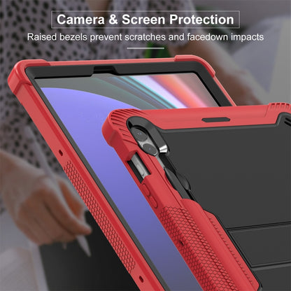 For Samsung Galaxy Tab S9+ Shockproof Silicone Hybrid PC Tablet Case with Holder(Black + Red) - Galaxy Tab S9+ Cases by buy2fix | Online Shopping UK | buy2fix