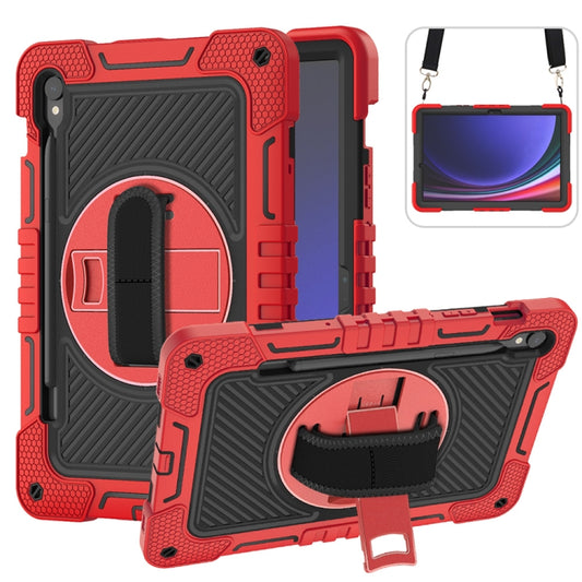 For Samsung Galaxy Tab S9 360 Degree Rotation PC Contrast Silicone Tablet Case(Red + Black) - Galaxy Tab S9 Cases by buy2fix | Online Shopping UK | buy2fix