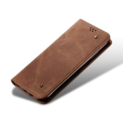 For Xiaomi Redmi K60 Ultra / 13T Denim Texture Casual Style Horizontal Flip Leather Case(Brown) - Redmi K60 Ultra Cases by buy2fix | Online Shopping UK | buy2fix