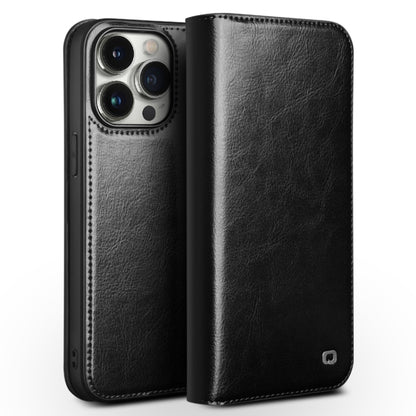 For iPhone 15 Pro Max QIALINO Classic Genuine Leather Phone Case(Black) - iPhone 15 Pro Max Cases by QIALINO | Online Shopping UK | buy2fix