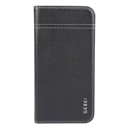 For iPhone 16 GEBEI Top-grain Horizontal Flip Leather Phone Case(Black) - iPhone 16 Cases by GEBEI | Online Shopping UK | buy2fix