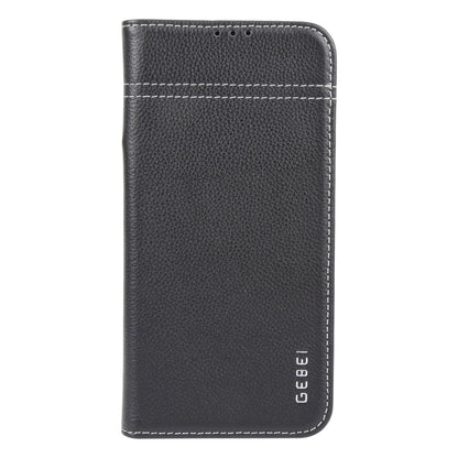 For iPhone 16 Pro Max GEBEI Top-grain Horizontal Flip Leather Phone Case(Black) - iPhone 16 Pro Max Cases by GEBEI | Online Shopping UK | buy2fix