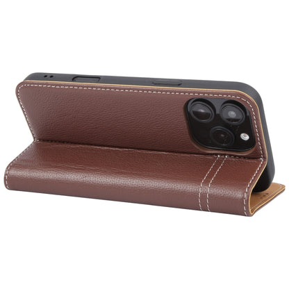 For iPhone 16 Pro Max GEBEI Top-grain Horizontal Flip Leather Phone Case(Brown) - iPhone 16 Pro Max Cases by GEBEI | Online Shopping UK | buy2fix