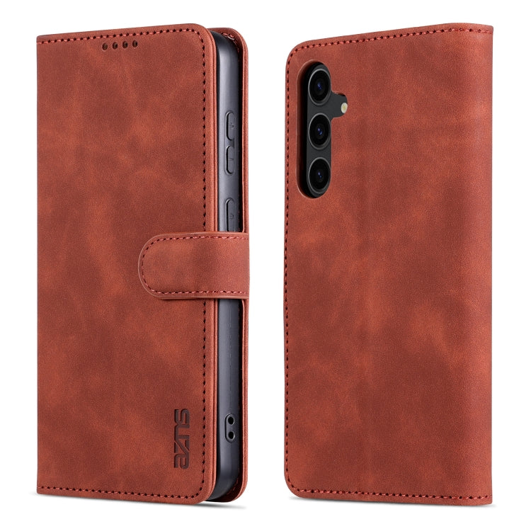 For Samsung Galaxy S24+ 5G AZNS Skin Feel Calf Texture Flip Leather Phone Case(Brown) - Galaxy S24+ 5G Cases by AZNS | Online Shopping UK | buy2fix